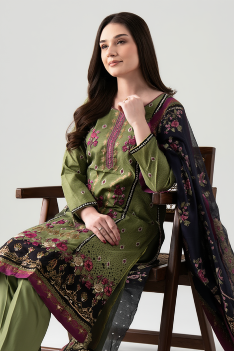 Elara Embroidered Lawn Set