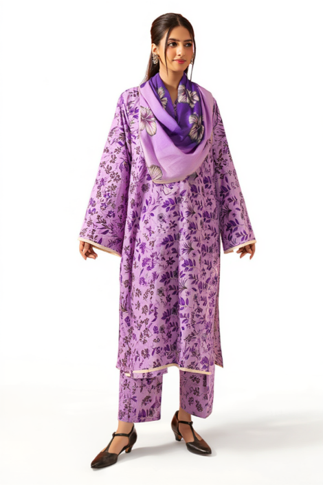 Bana Dora Floral Symphony – 3PC Unstitched