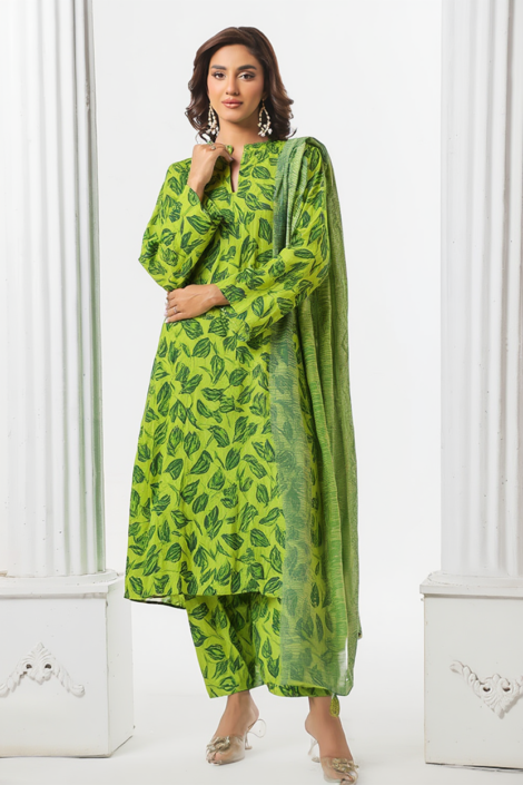 Green Leaf Print Outfit 2