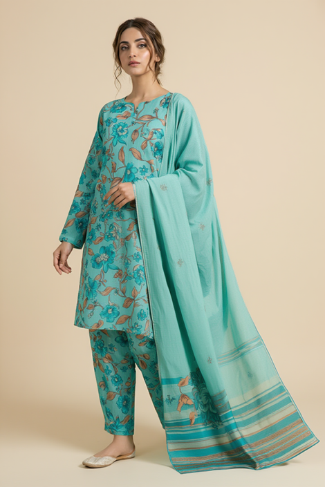 Turquoise Floral Outfit 2